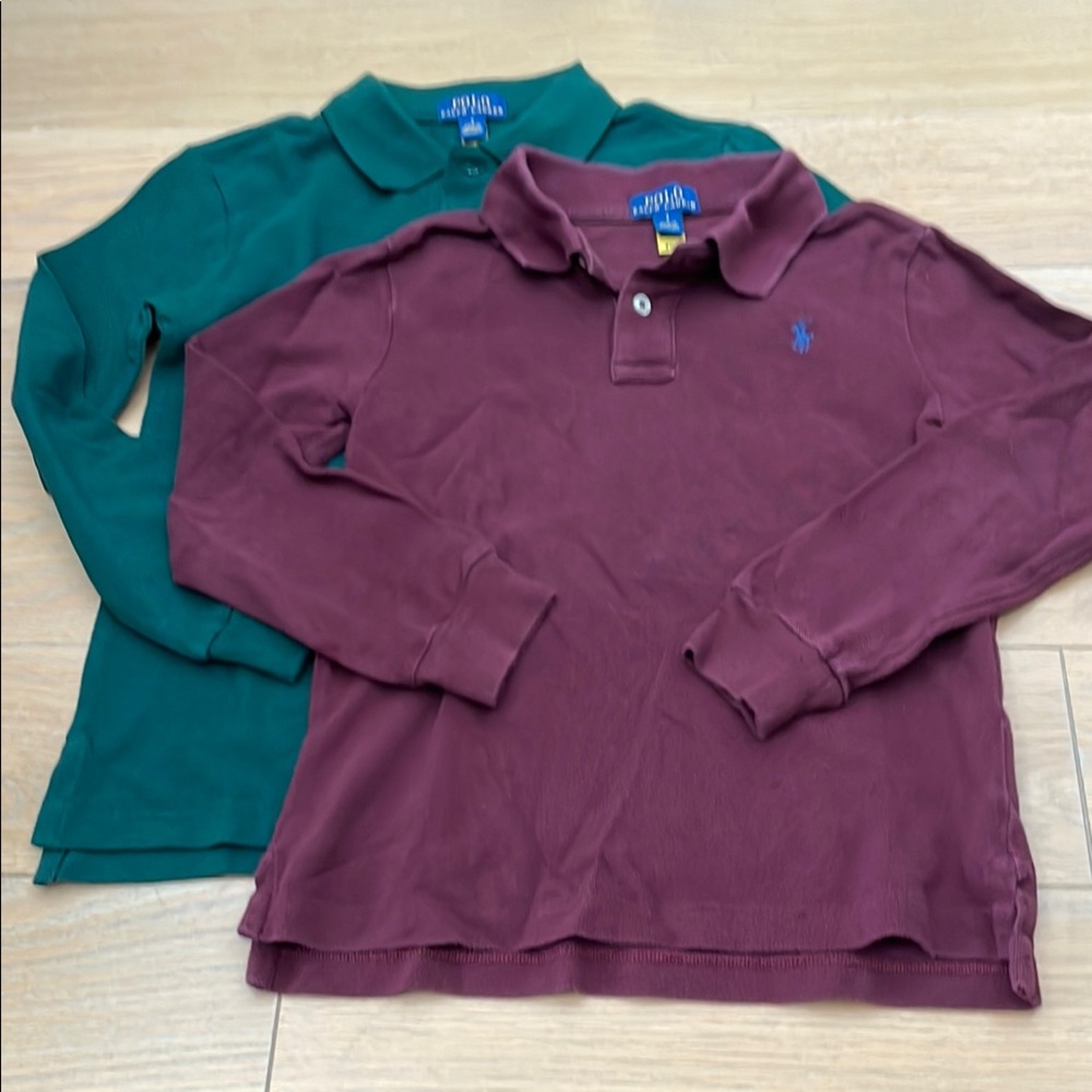 Polo by Ralph Lauren Purple and Green Long Sleeve Polos